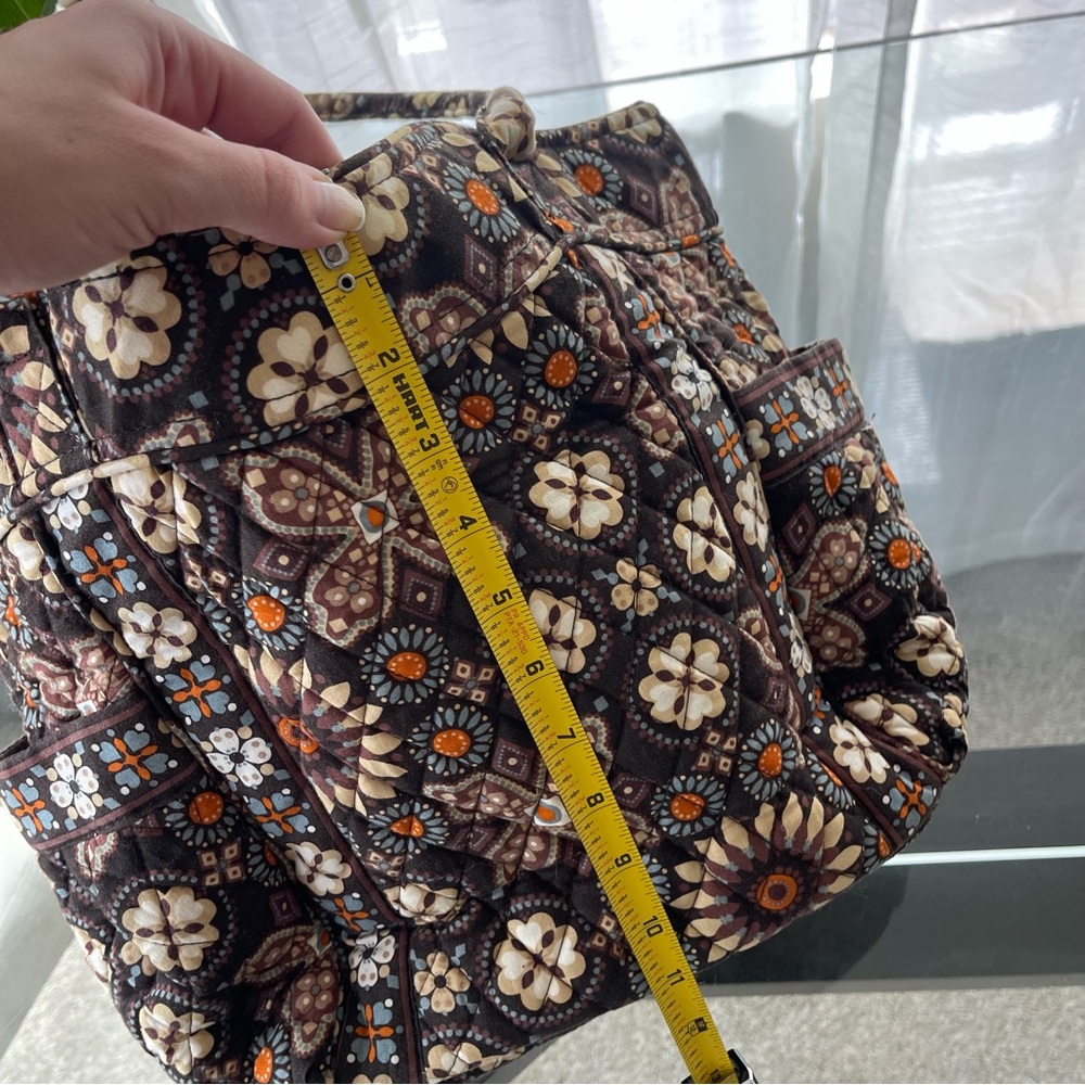 Vera Bradley Large Handbag Tote Shoulder Bag Floral Orange Brown Daisey - Picture 4 of 8